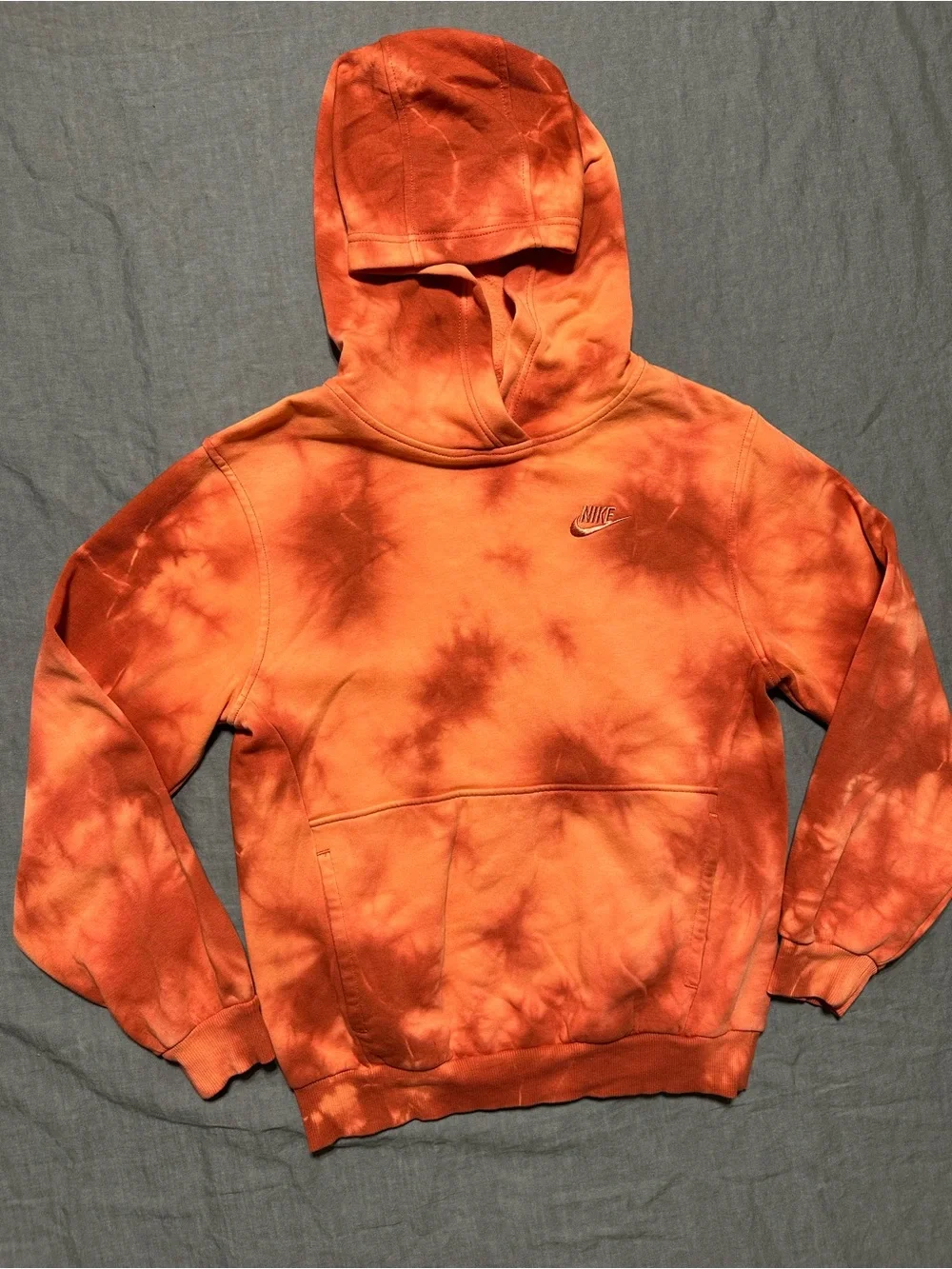 Nike Orange Tie-Dye Crewneck Hoodie